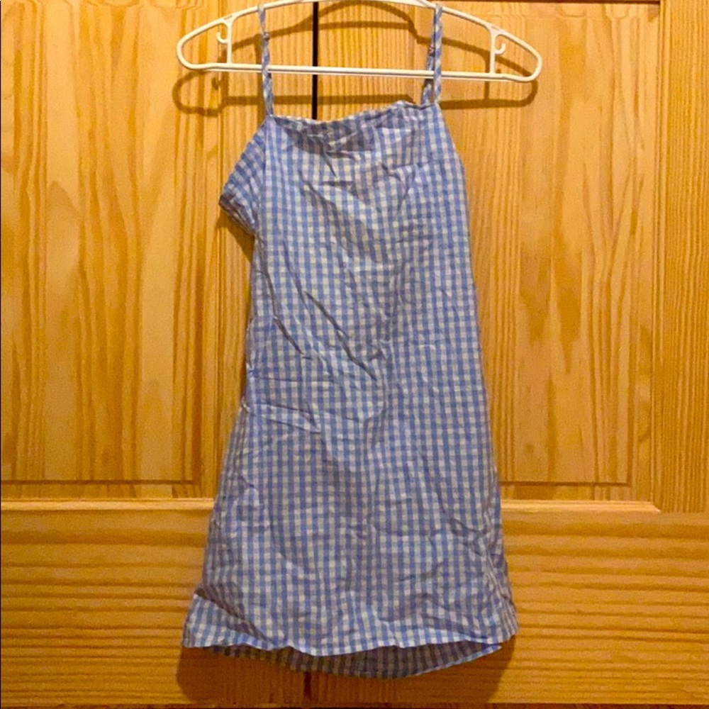 Baby blue plaid mini dress- open back